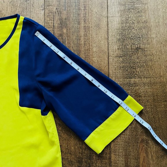 Banana Republic Bright Yellow/Blue Colour-Block Loose Fitting Blouse, Size S - Picture 9 of 11